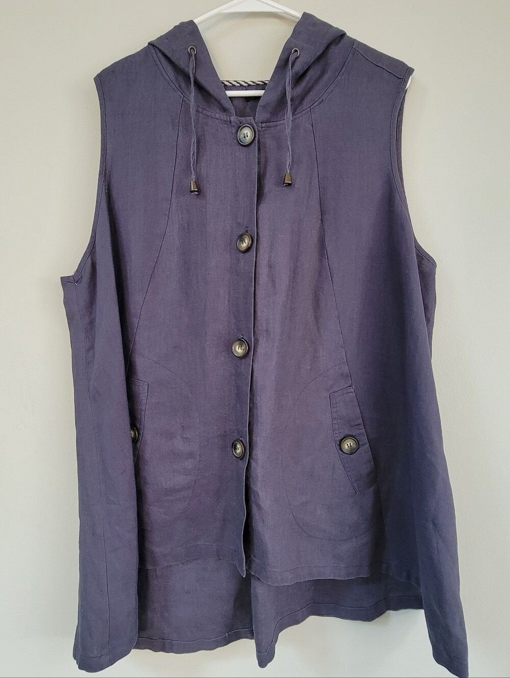 For Cynthia Linen Hooded Vest Tunic Women Size 2X* Lagenlook Relaxed Layers
